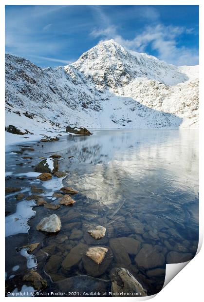 Snowdon, from Glaslyn, Wales Print by Justin Foulkes