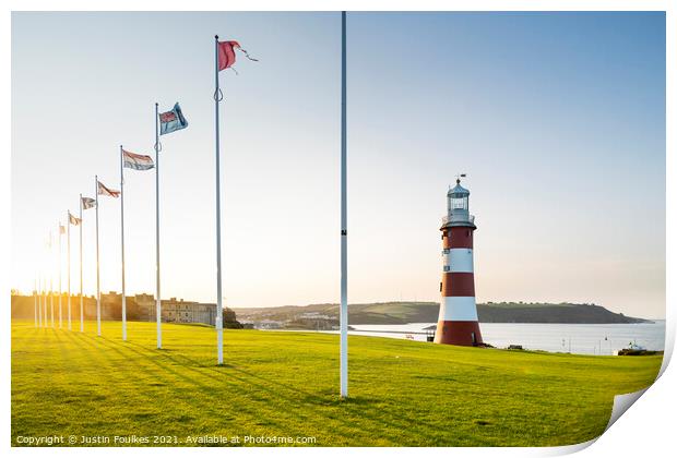 Smeaton's Tower, Plymouth Hoe Print by Justin Foulkes