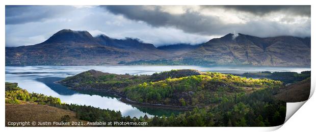 Panoramic view of Loch Torridon, Scotland Print by Justin Foulkes