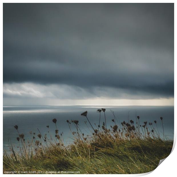 clearing storm, beachy head Print by mark Smith