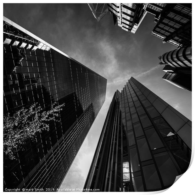 Looking Up - City of London Print by mark Smith