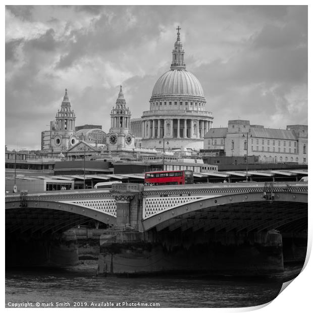 Red Bus Print by mark Smith