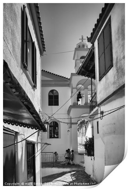 Greek Village Life Print by mark Smith