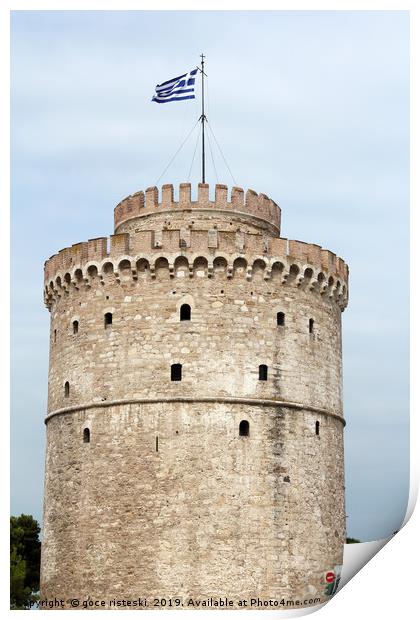 Thessaloniki famous landmark white tower Print by goce risteski