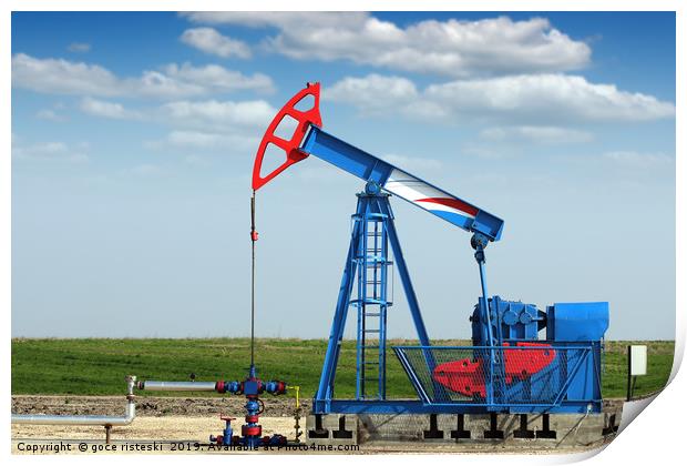 oil industry pump jack on oilfield Print by goce risteski