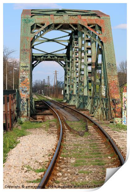 old iron railway bridge vintage Print by goce risteski