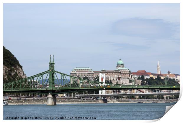 Liberty bridge over Danube river Budapest Print by goce risteski