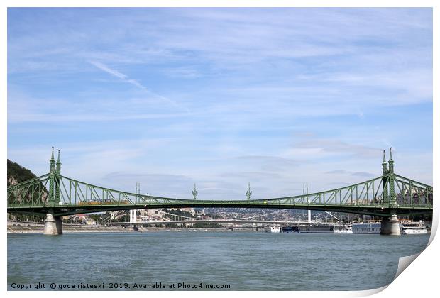 Liberty bridge on Danube river Budapest Print by goce risteski