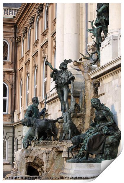 Buda castle Matthias fountain Hungary Print by goce risteski