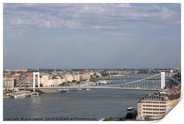 Budapest bridges on Danube river cityscape Print by goce risteski