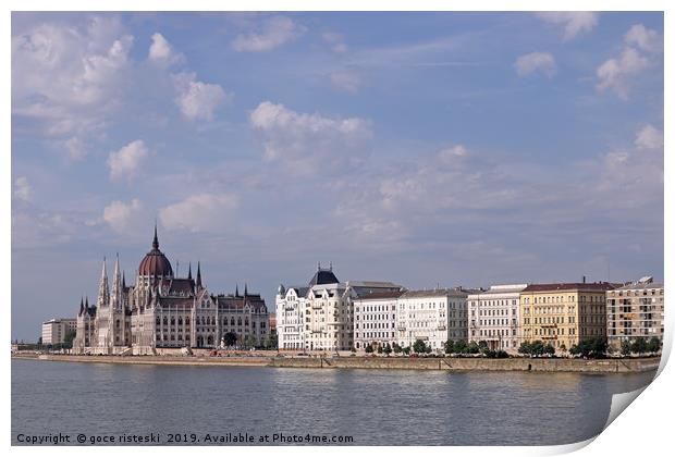 Hungarian Parliament on Danube river Budapest city Print by goce risteski