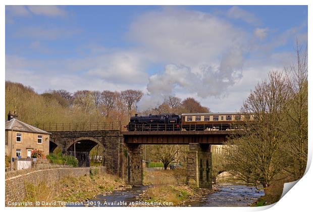 Standard class 4 Tank 80080 at Summerseat Viaduct  Print by David Tomlinson