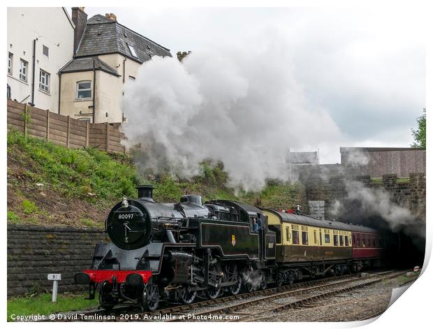 Standard class 4 Tank 80097 departs Bury Bolton St Print by David Tomlinson