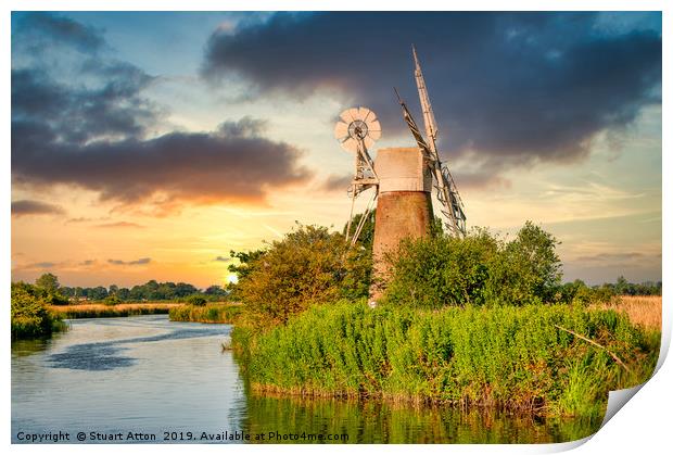 Windmill at Sunset  Print by Stuart Atton