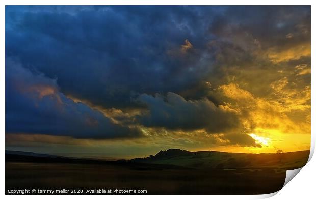 Majestic Sunset over The Roaches Print by tammy mellor