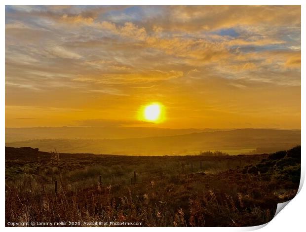 Majestic Sunrise over Staffordshire Moorlands Print by tammy mellor