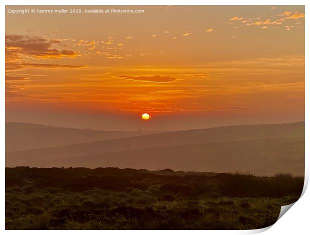 Misty Sunrise over Staffordshire Moorlands Print by tammy mellor