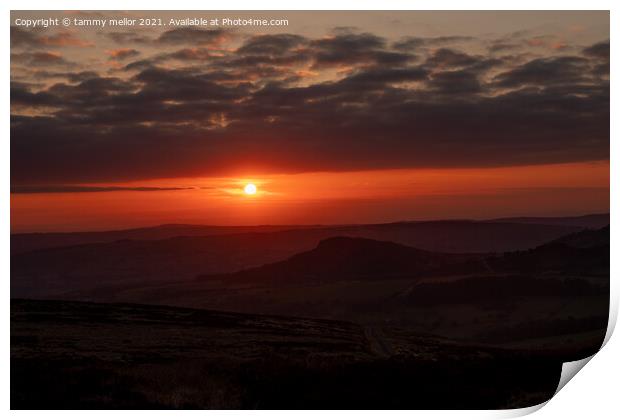 sun setting over the roaches Print by tammy mellor