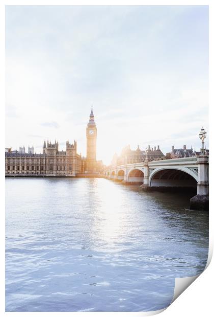 Big Ben Illuminated by Sunlight Print by Jodie Hession