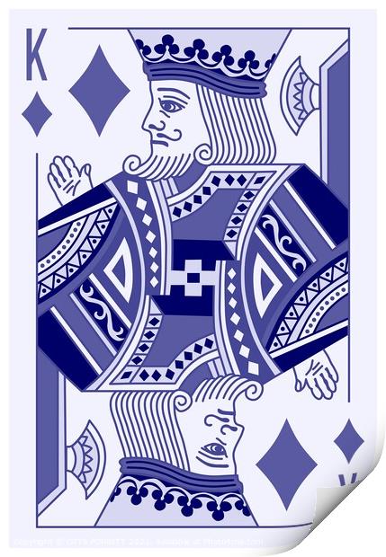 KING OF DIAMONDS (LARGE) BLUE Print by OTIS PORRITT