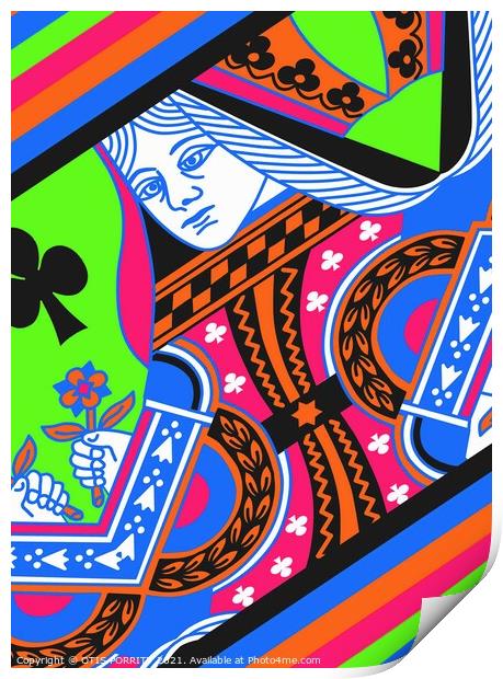 QUEEN OF CLUBS COLOURS 2 Print by OTIS PORRITT