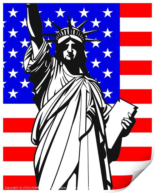 STATUE OF LIBERTY (FLAG) Print by OTIS PORRITT