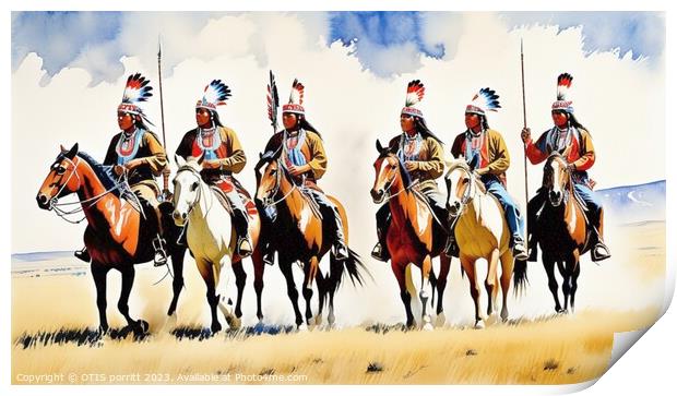 PLAINS WARRIORS  Print by OTIS PORRITT