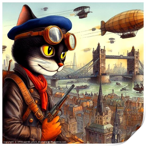 STEAMPUNK CAT 5 Print by OTIS PORRITT