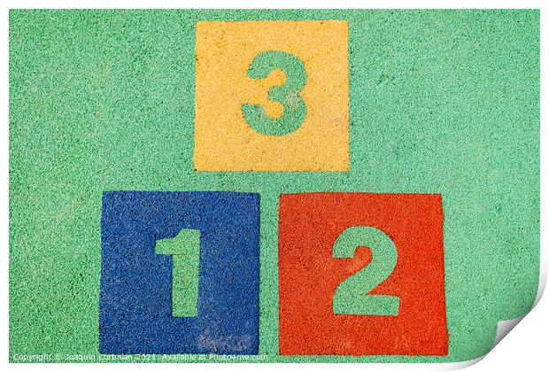 Blocks with the numbers one, two and three, positions on a podiu Print by Joaquin Corbalan