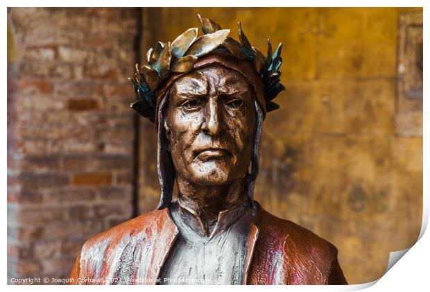 Verona, Italy - September 22, 2021: Bronze statue ofDante Aligh Print by Joaquin Corbalan