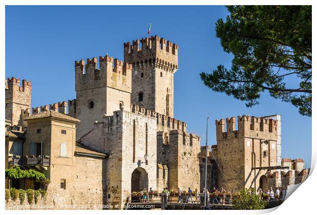 Sirmione, Italy - September 24, 2021: Thick walls of Sirmione ca Print by Joaquin Corbalan