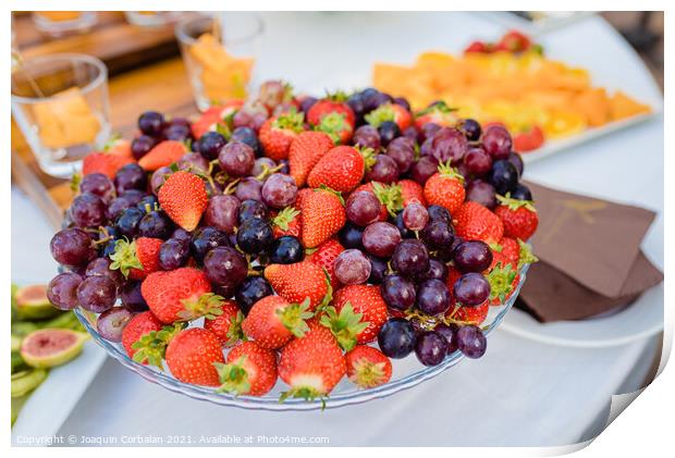 Large bowl full of red fruits rich in vitamins and antioxidants Print by Joaquin Corbalan