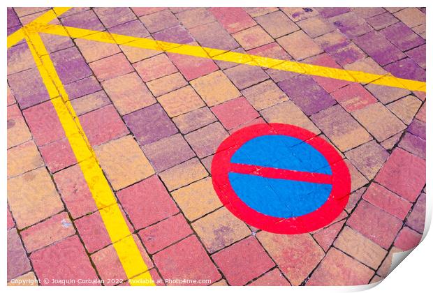 Traffic sign painted on the ground no parking. Print by Joaquin Corbalan