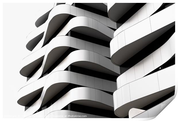 Abstract detail of a curved balcony design for elegant architect Print by Joaquin Corbalan