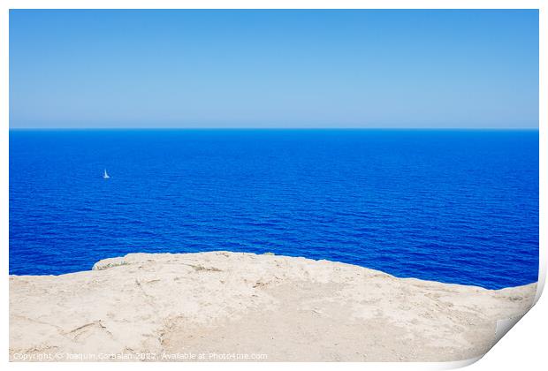 Intense blue sea, relaxing background of the coast seen from abo Print by Joaquin Corbalan