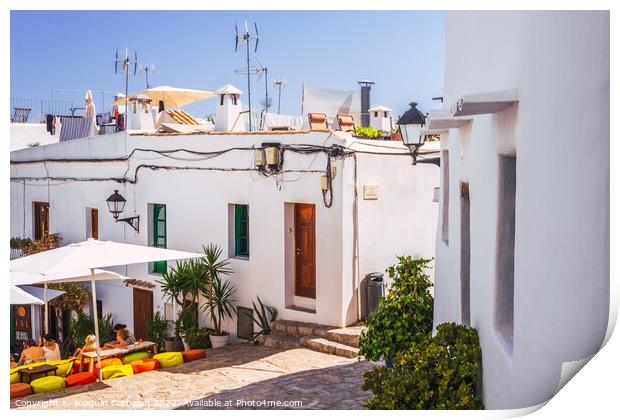 Traditional Ibizan houses, with whitewashed walls to combat the  Print by Joaquin Corbalan