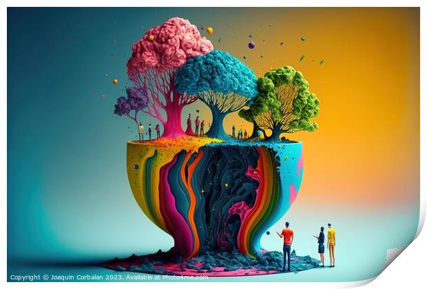 colored trees in a world of spilled liquid paint, concept of pol Print by Joaquin Corbalan
