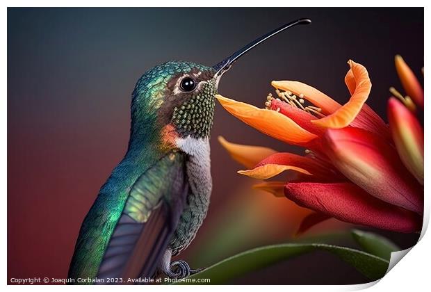 Gorgeous hummingbird, beautiful portrait of the bird animal with Print by Joaquin Corbalan