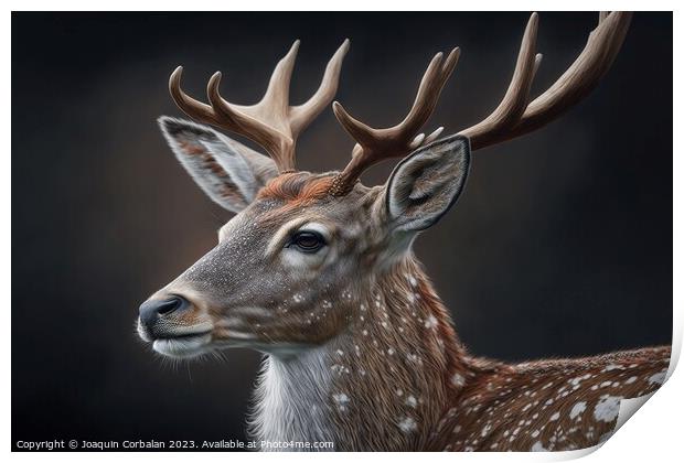 Illustration of a beautiful deer. Ai generated. Print by Joaquin Corbalan