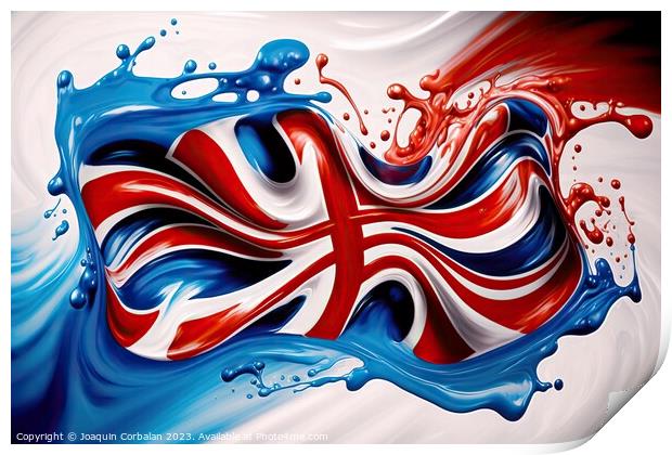 United Kingdom flag drawn with liquid paint fade.  Print by Joaquin Corbalan
