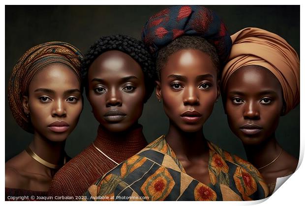 Portrait of a young black-skinned African woman wearing traditio Print by Joaquin Corbalan