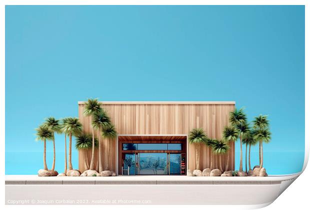 Design of the minimalist facade of a local with a single floor,  Print by Joaquin Corbalan