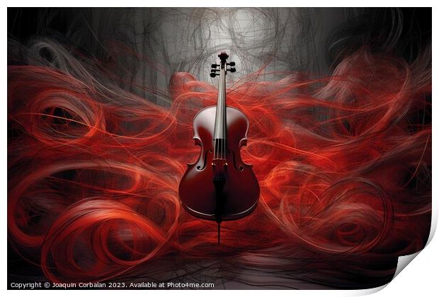 Illustration with a violin and inspiring lines of abstract desig Print by Joaquin Corbalan