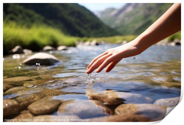 Pure, fresh water from a mountain stream, soaked i Print by Joaquin Corbalan