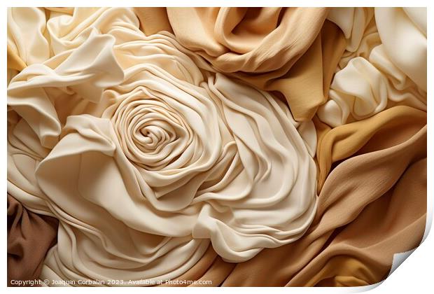 Background of fabrics and sheets of cream tones fo Print by Joaquin Corbalan