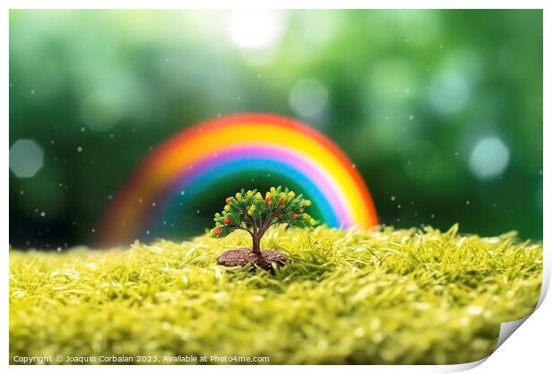 Hopeful composition, a childish rainbow surrounds  Print by Joaquin Corbalan
