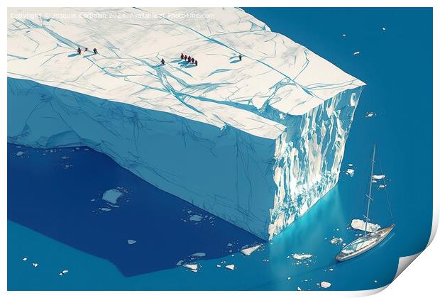 3d illustration of a giant ice block, an iceberg broken off from the platform. Print by Joaquin Corbalan