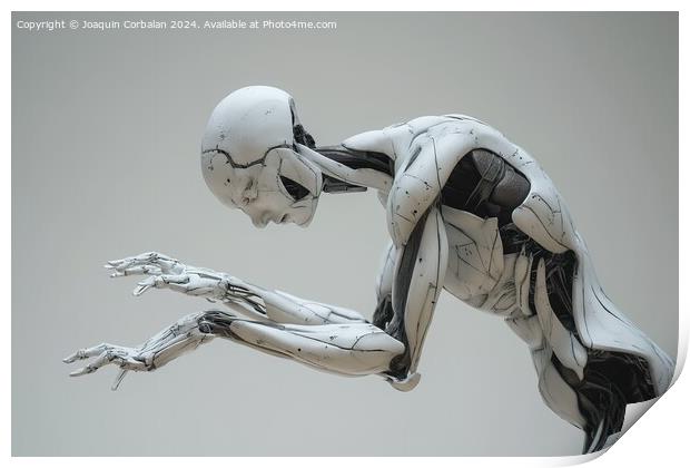 A humanoid robot in trouble, fails and must be res Print by Joaquin Corbalan