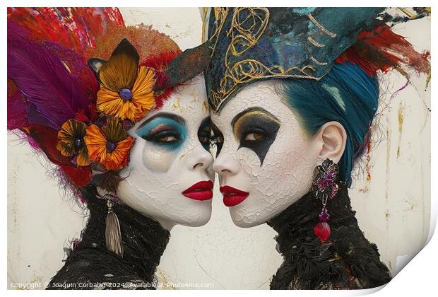 Two individuals adorned in face paint, showcasing  Print by Joaquin Corbalan