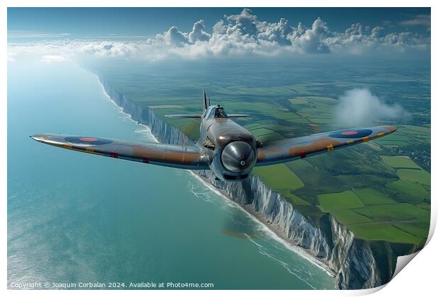 An airplane Hawker Hurricane and Supermarine Spitf Print by Joaquin Corbalan